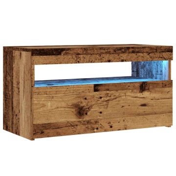 Dulap TV cu lumini LED lemn vechi 75x35x40 cm lemn prelucrat - Img 3