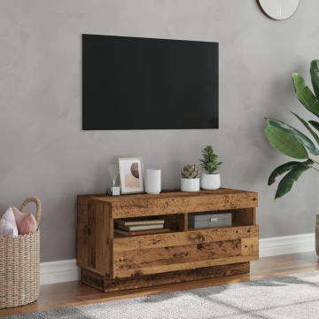 Dulap TV cu lumini LED lemn vechi 80x35x40 cm lemn prelucrat - Img 3