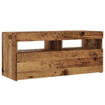 Dulap TV cu lumini LED lemn vechi 90x35x40 cm lemn prelucrat - Img 5