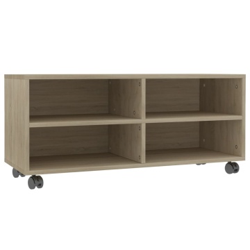 Dulap TV cu rotile, stejar sonoma, 90x35x35, lemn prelucrat - Img 2