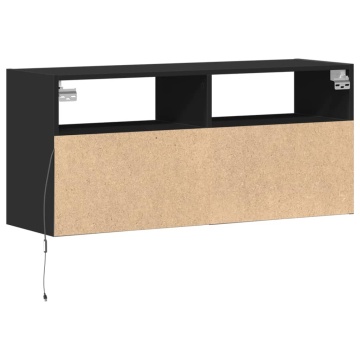 Dulap TV de perete cu lumini LED negru 100x31x45 cm - Img 7