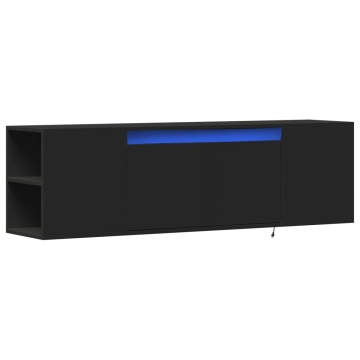 Dulap TV de perete cu lumini LED, negru, 135x31x39,5 cm - Img 3