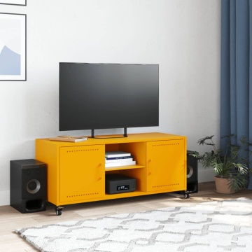 Dulap TV, galben muștar, 100,5x39x43,5 cm, oțel laminat la rece - Img 3