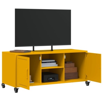 Dulap TV, galben muștar, 100,5x39x43,5 cm, oțel laminat la rece - Img 8