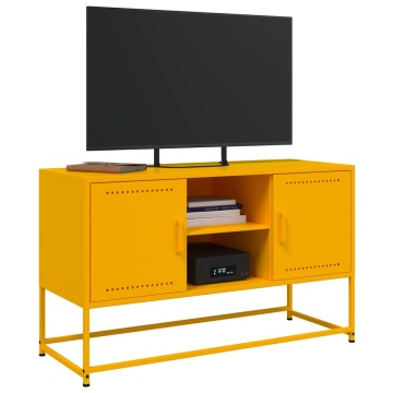 Dulap TV, galben muștar, 100,5x39x60,5 cm, oțel - Img 4