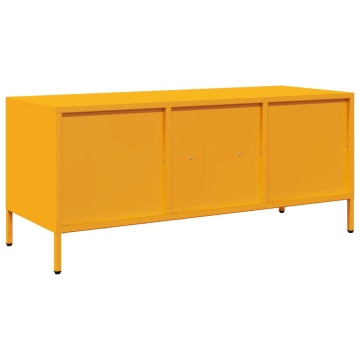 Dulap TV, galben muștar, 101,5x39x43,5 cm, oțel laminat la rece - Img 6