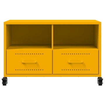 Dulap TV, galben muștar, 68x39x43,5 cm, oțel laminat la rece - Img 5