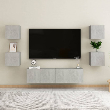Dulap TV montaj pe perete, gri beton, 30,5x30x30 cm - Img 8