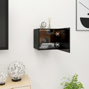 Dulap TV montaj pe perete, negru, 30,5x30x30 cm - Img 1