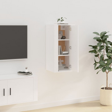 Dulap TV montat pe perete, alb, 40x34,5x80 cm - Img 4