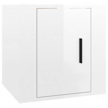 Dulap TV montat pe perete, alb extralucios, 40x34,5x40 cm - Img 2