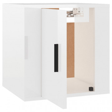Dulap TV montat pe perete, alb extralucios, 40x34,5x40 cm - Img 6
