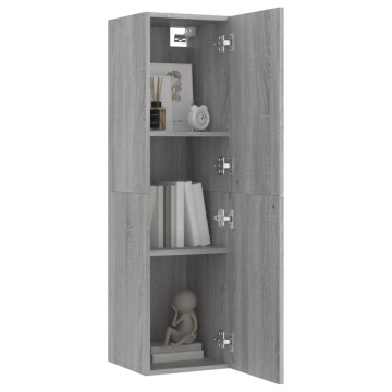 Dulap TV montat pe perete, gri sonoma, 30,5x30x110 cm - Img 6