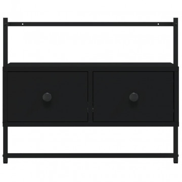 Dulap TV montat pe perete, negru, 60,5x30x51 cm, lemn prelucrat - Img 5
