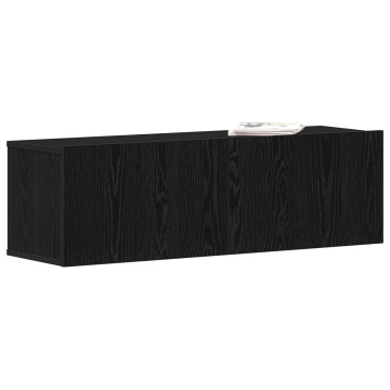 Dulap TV Montat pe Perete Negru din Lemn Compus 100x30x30 cm - Img 3