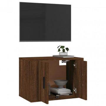 Dulap TV montat pe perete, stejar maro, 57x34,5x40 cm - Img 8