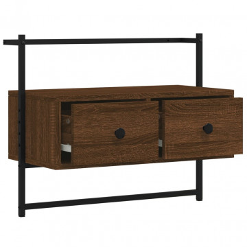 Dulap TV montat pe perete, stejar maro, 60,5x30x51 cm, lemn - Img 8