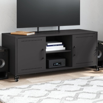 Dulap TV, negru, 100,5x39x43,5 cm, oțel laminat la rece - Img 1