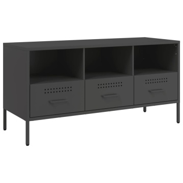 Dulap TV, negru, 100,5x39x50,5 cm, oțel laminat la rece - Img 2