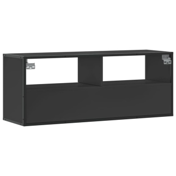 Dulap TV, negru, 100x31x39,5 cm, lemn prelucrat și metal - Img 5