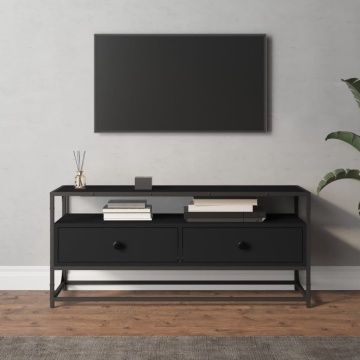 Dulap TV, negru, 100x35x45 cm, lemn prelucrat - Img 1