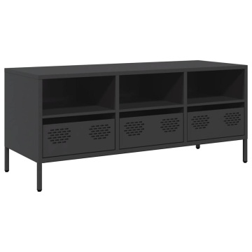 Dulap TV, negru, 101,5x39x43,5 cm, oțel laminat la rece - Img 2