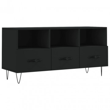 Dulap TV, negru, 102x36x50 cm, lemn prelucrat - Img 2