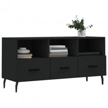 Dulap TV, negru, 102x36x50 cm, lemn prelucrat - Img 3