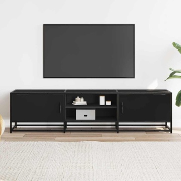 Dulap TV, negru, 160x35x41 cm, lemn prelucrat și metal - Img 3