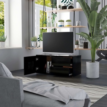 Dulap TV, negru, 80 x 34 x 36 cm, lemn prelucrat - Img 3