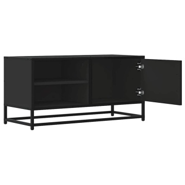 Dulap TV, negru, 80x34,5x40 cm, lemn prelucrat și metal - Img 6