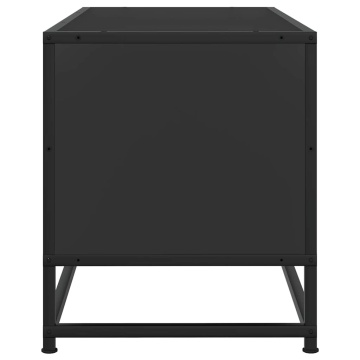 Dulap TV, negru, 80x34,5x40 cm, lemn prelucrat și metal - Img 8