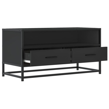 Dulap TV, negru, 80x34,5x40 cm, lemn prelucrat și metal - Img 6