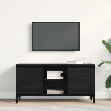 Dulap TV Negru Stejar 102x35x50 cm Lemn Prelucrat - Img 4