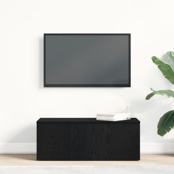 Dulap TV Negru Stejar 80x34x30 cm Lemn Ingineresc - Img 4