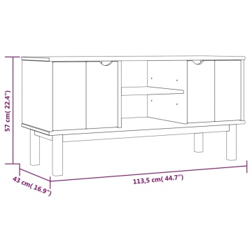 Dulap TV OTTA, 113,5x43x57 cm, lemn masiv de pin - Img 5