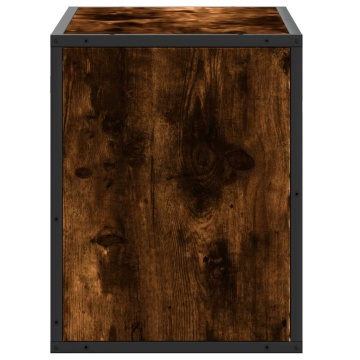 Dulap TV stejar fumuriu, 60x31x39,5 cm, lemn prelucrat și metal - Img 8