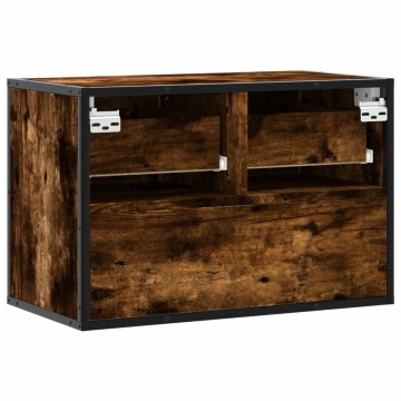 Dulap TV, stejar fumuriu, 60x31x39,5 cm lemn și metal - Img 5