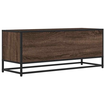 Dulap TV, stejar maro, 100x34,5x40 cm, lemn prelucrat și metal - Img 5