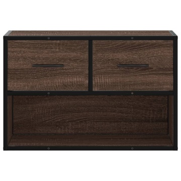 Dulap TV, stejar maro, 60x31x39,5 cm, lemn prelucrat și metal - Img 4