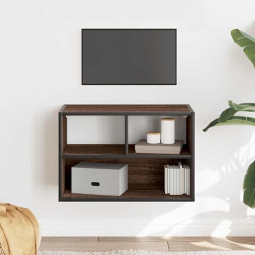 Dulap TV, stejar maro, 60x31x39,5 cm, lemn prelucrat și metal - Img 3