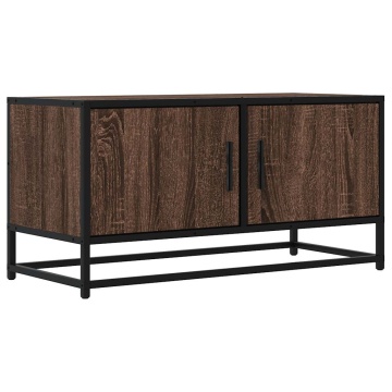 Dulap TV, stejar maro, 80x34,5x40 cm, lemn prelucrat și metal - Img 2