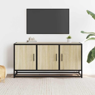 Dulap TV stejar sonoma, 100x35x50 cm lemn prelucrat și metal - Img 3