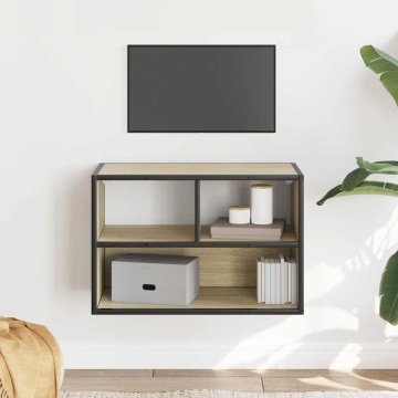 Dulap TV, stejar sonoma, 60x31x39,5cm, lemn prelucrat și metal - Img 3