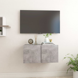 Dulap TV suspendat, gri beton, 60x30x30 cm - Img 1