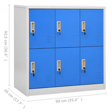 Dulap vestiar, gri deschis și albastru, 90x45x92,5 cm, oțel - Img 7