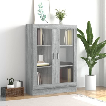 Dulap vitrină, gri sonoma, 82,5x30,5x115 cm, lemn prelucrat - Img 1