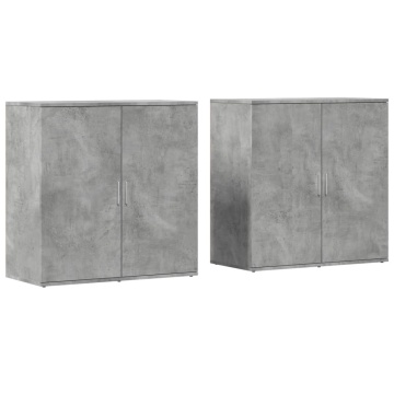 Dulapuri, 2 buc., gri beton, 79x38x80 cm, lemn prelucrat - Img 2