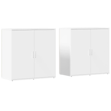 Dulapuri, alb, 2 buc., 79x38x80 cm, lemn prelucrat - Img 2