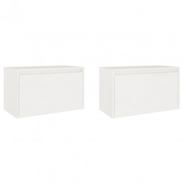 Dulapuri de perete, 2 buc., alb, 60x30x35 cm, lemn masiv de pin - Img 5